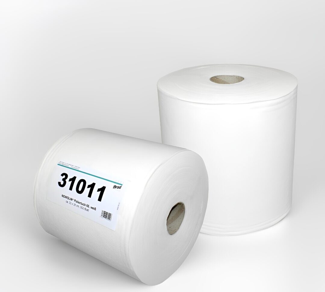 NOWOLIN® Poliertuch 65, hochwertige Viskosetücher mit Textilcharakter, weiß, 60 % Viskose, 40 % Polyester, ca. 30x38 cm, 500 Blatt