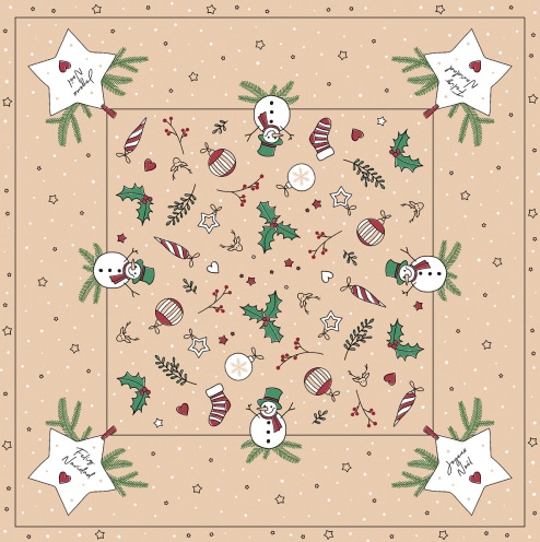 Airlaid Tischdecke Snowman, 80 x 80 cm, 20 Stück - Mank - Einmal-Mitteldecke Weihnachten