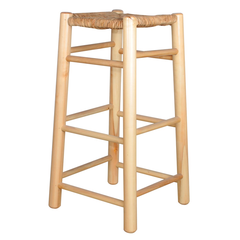 Taburete Alto con Asiento Tejido con Enea