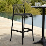 thumbnail of Set van 2 stapelbare outdoor barkrukken van polypropyleen, bamboe-design voor tuin, terras, bar en restaurant – Olimpia XL/Zwart