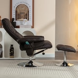 thumbnail of Massagesessel Relaxsessel mit Liegefunktion 5-Punkt-Massage Heizfunktion Drehbar PU Leder Fußhocker 79x79x106 Braun