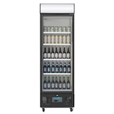 thumbnail of Frigorífico expositor de bebidas com painel iluminado, preto, com porta de vidro, com fechadura, 368L Polar GH427