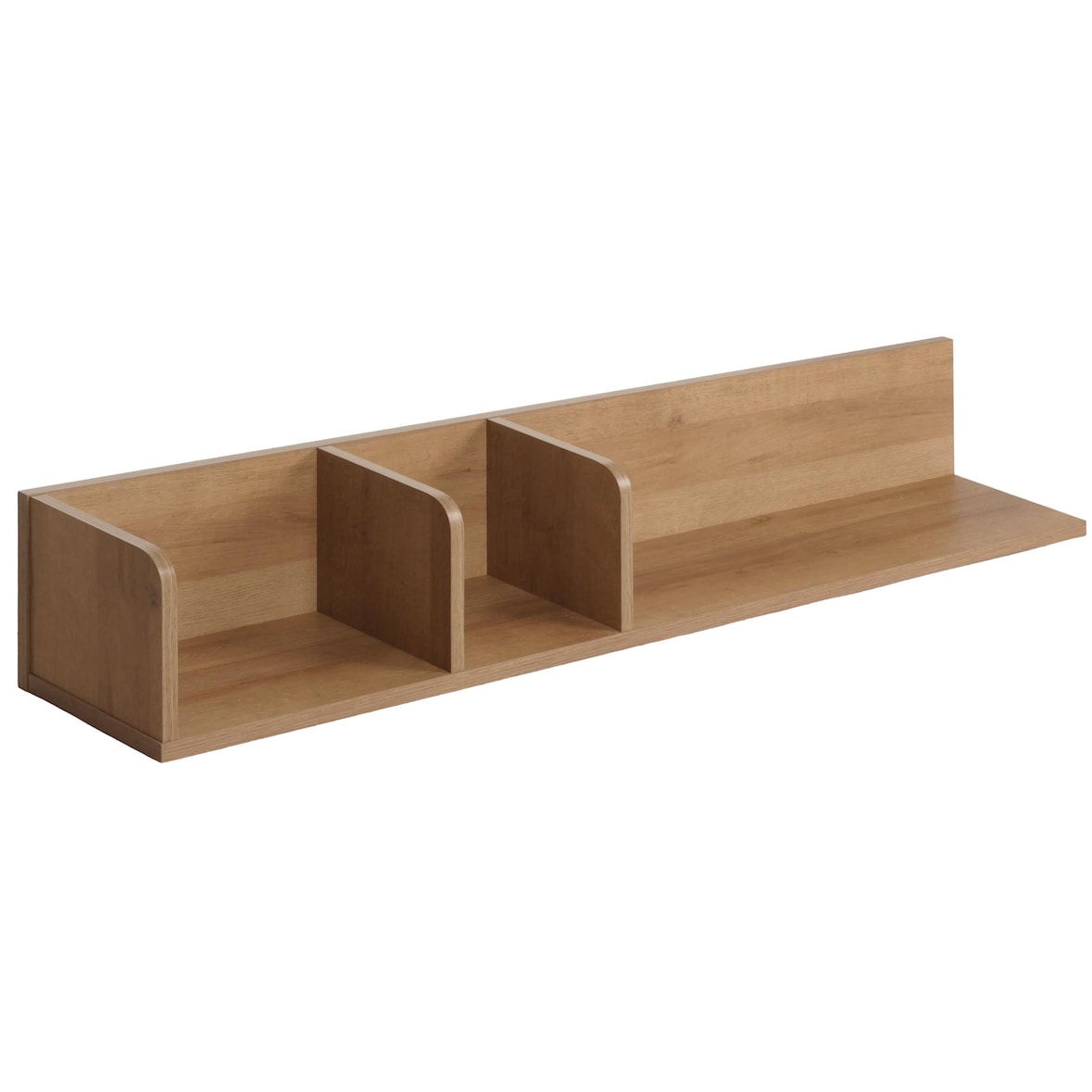 Wandplank HWC-M48, Hangplank Houten plank Zwevende plank, 3 vakken Massief mangohout 20x120x21cm ~ naturel