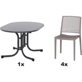 thumbnail of SIENA GARDEN Urban Lights Set 5teilig Square Stuhl gastrotauglich taupe mit Tisch Paco 140x90