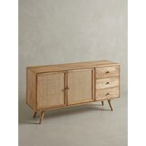 thumbnail of Design Sideboard 140x75x40 cm Mango Massivholz / Rattan, Kommode 3 Schubladen, Hoher Kommodenschrank Holz Massiv, Standschrank Wohnzimmer, 2
