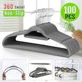 thumbnail of Yaheetech Kleiderbügel 100 Stück Bügel Anzugbügel samt Garderobenbügel rutschfest Jackenbügel platzsparend mit Steg Grau