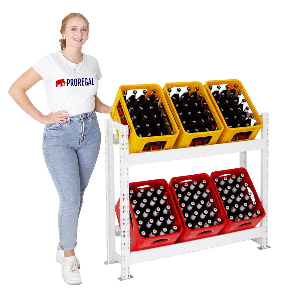 PROREGAL Étagère caisses à boissons TEGERNSEE XL, HxLxP 100x110x30cm, jusqu'à 6 boîtes, Blanc, Porte-caisses, support bouteilles