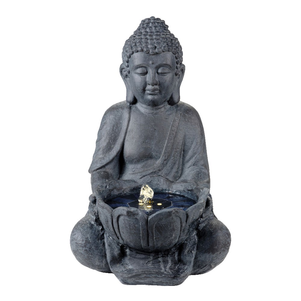 LUMINEO - Fontaine solaire Bouddha. Lumière chaude. 29,5X28X45Cm