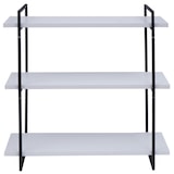 thumbnail of Estante de pared HWC-K78, estante colgante estante flotante, 3 estantes metal madera maciza industrial 60x60x18cm ~ blanco, metal negro