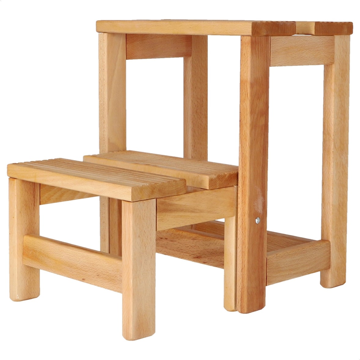 WellHome - Sgabello con scaletta a 2 gradini in finitura legno-olio 32x23x40 cm