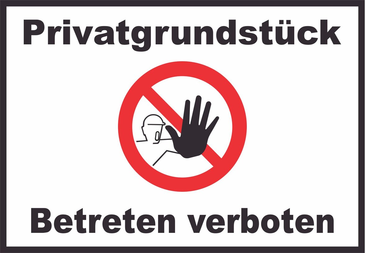 Privatgrundstück Betreten verboten Schild mit Symbol kein Zutritt A1 Rückseite selbstklebend
