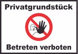 thumbnail of Privatgrundstück Betreten verboten Schild mit Symbol kein Zutritt A1 Rückseite selbstklebend
