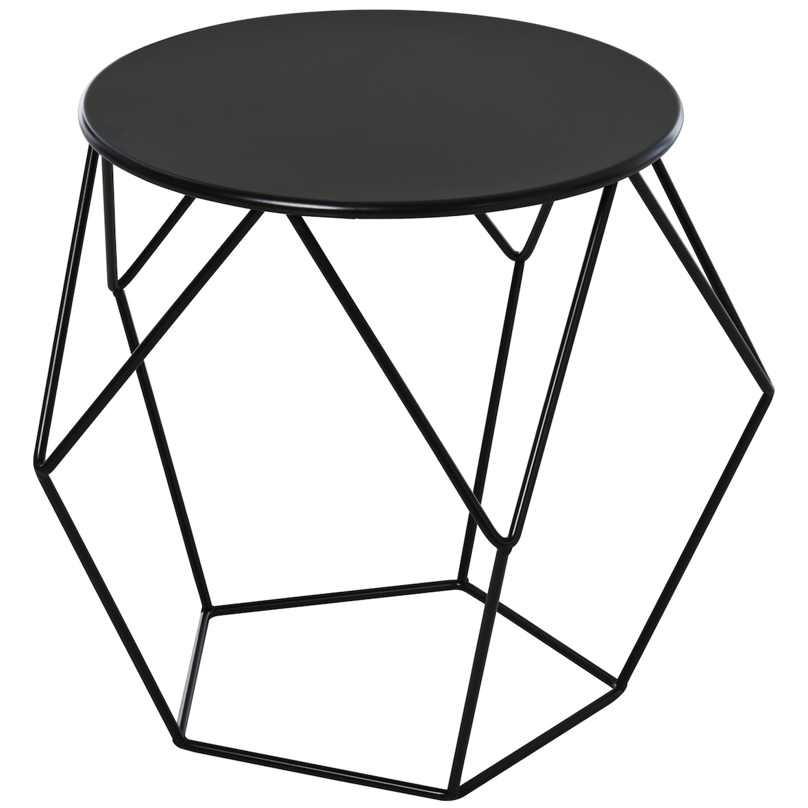 HOMCOM Mesa de Apoio Redonda Estilo Moderna Mesa de Centro de Metal para Sala de Estar Escritório 51x51x44 cm Preto