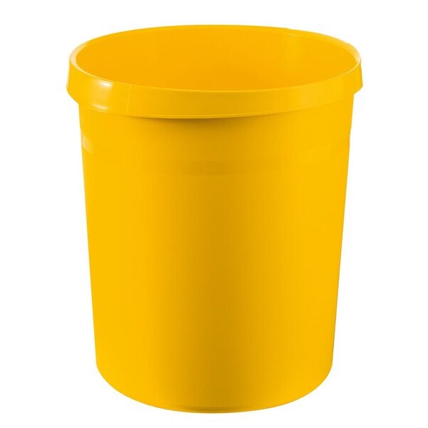 Papierkorb GRIP mit Rand, 18 l, gelb, 2 Griffmulden, extra stabil
