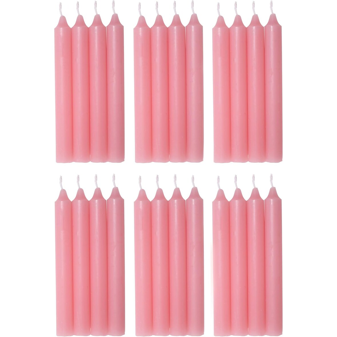 COM-FORT HOUSE- Vela de mesa Rosa - Pack velas de 24 Unidades - Velas Decorativas Sin Perfume - Velas para tu Hogar