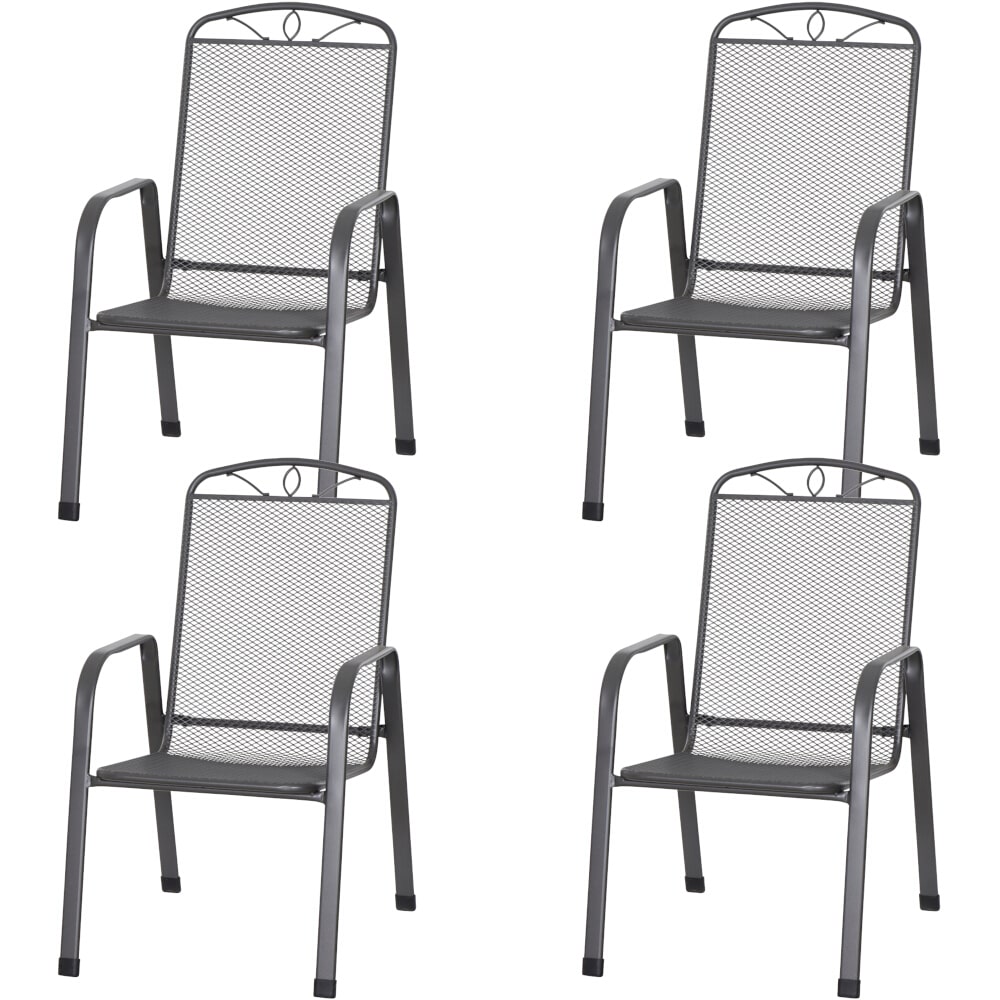 Siena Garden Elda stapelbare fauteuil set van 4 antraciet