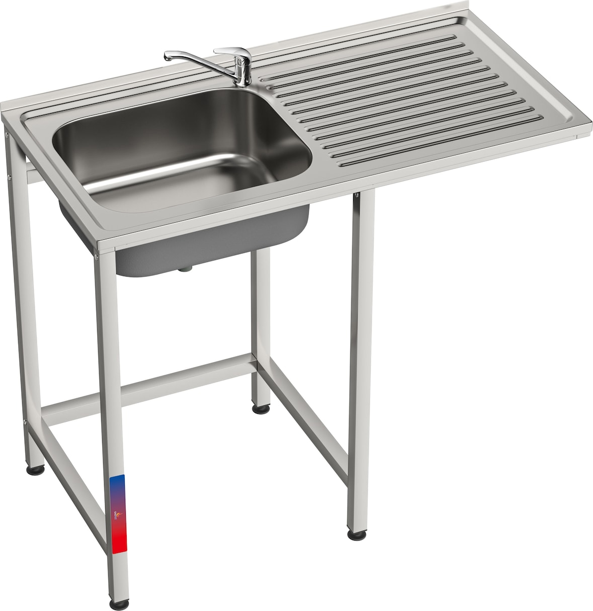 Gasfrit- Fregadero bajo barra 1 seno y 1 escurridor y grifo dos aguas industrial acero inoxidable   hueco lavavasos 1000 x 500 x 850 mm
