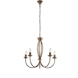 thumbnail of Botte - Lampadario in ferro laccato marrone con decoraz. oro antico 5 luci 113 - Ø55 - BL147-5-BR