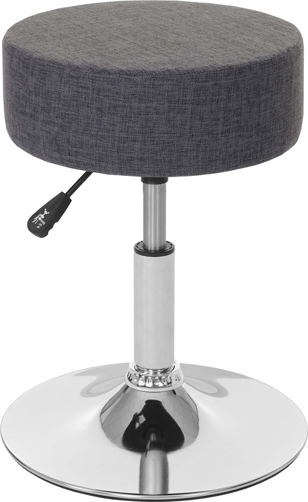 Hocker höhenverstellbar und drehbar | Sitzhöhe 43-55cm | Durchmesser 35cm | Textil | Grau | Sitzhocker Schminkhocker
