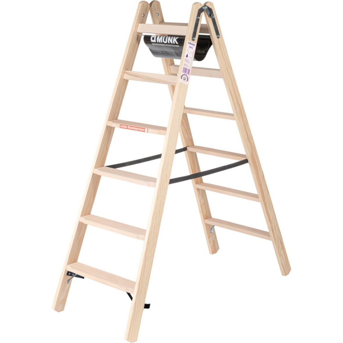 Stehleiter Holz 33812 beidseitig 2x6 Stufen