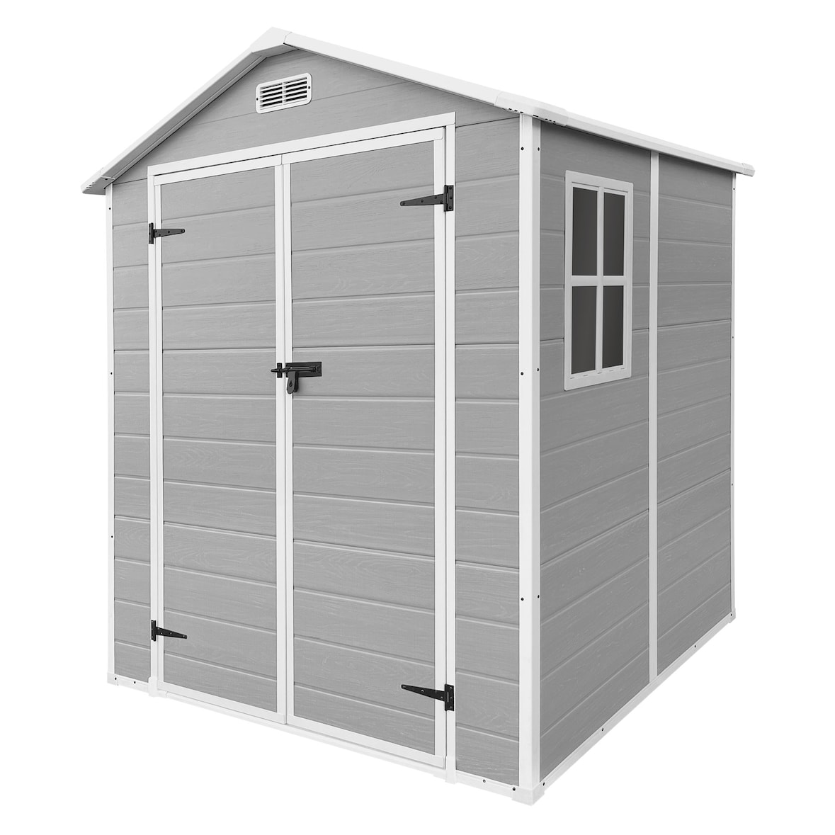 ECD Germany Gartenhaus wetterfest 2,3m², Gerätehaus aus Kunststoff, 151x182x220 cm, Hellgrau, Geräteschuppen Gartenschuppen Outdoor Aufbewahrung