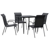 thumbnail of Juego de comedor para jardín 5 piezas acero y textilene negro