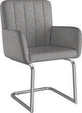 thumbnail of Merax 4er Set Esszimmerstühle, Polsterstühle, mit vertikalen Streifen, Gepolsterter Sessel mit zickzackförmige Metallbeine, PU, grau