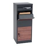 thumbnail of Paketkasten HWC-G80, Paketbox Standbriefkasten Briefkasten Größe L ~ verzinkt anthrazit, Holzoptik dunkel