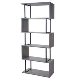 thumbnail of Bücherregal | HxBxT 183x80x30cm | Standregal Wohnregal | 3D-Struktur 5 Ebenen | Grau | Metall Schwarz