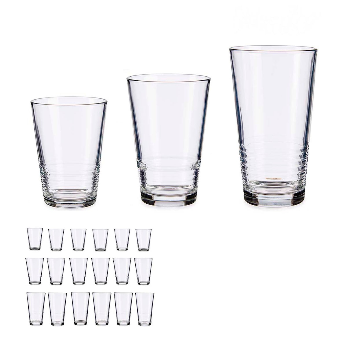 San Ignacio VIVALTO - Juego de 18 Vasos de Vidrio 230/340/510ml