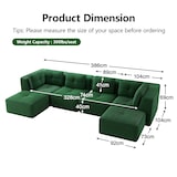 thumbnail of Merax 4-Sitzer Modulares Sofa mit 2x Hocker, Cloud Sofa Cord rahmenlos, Lounge Sofa bodennah, mit breiten Armlehnen, Grün