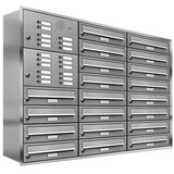 thumbnail of AL Briefkastensysteme 20 Fächer Premium Edelstahl Unterputz Briefkasten Anlage für Post A4, modern, robust, wetterfest, Artikelnummer: 132T20U3KS