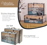 thumbnail of HMF Vintage Deko Koffer aus Holz, Aufbewahrungsbox mit Deckel und Ledergriff, stilvolle Aufbewahrung und Geschenkidee, Fahrrad, 2er Set, 38 + 44 cm