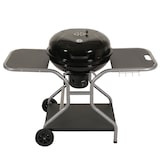 thumbnail of Barbecuetrolley HWC-N16, houtskool barbecue ketel barbecue tuinbarbecue met deksel drie schappen, staal email 143x131x66cm zwart