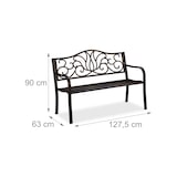 thumbnail of Relaxdays Gartenbank Antik für 2 Personen, Balkon, Terrasse, Metallbank HBT 90x127,5x63 cm, Stahl, Guss, schwarz-bronze