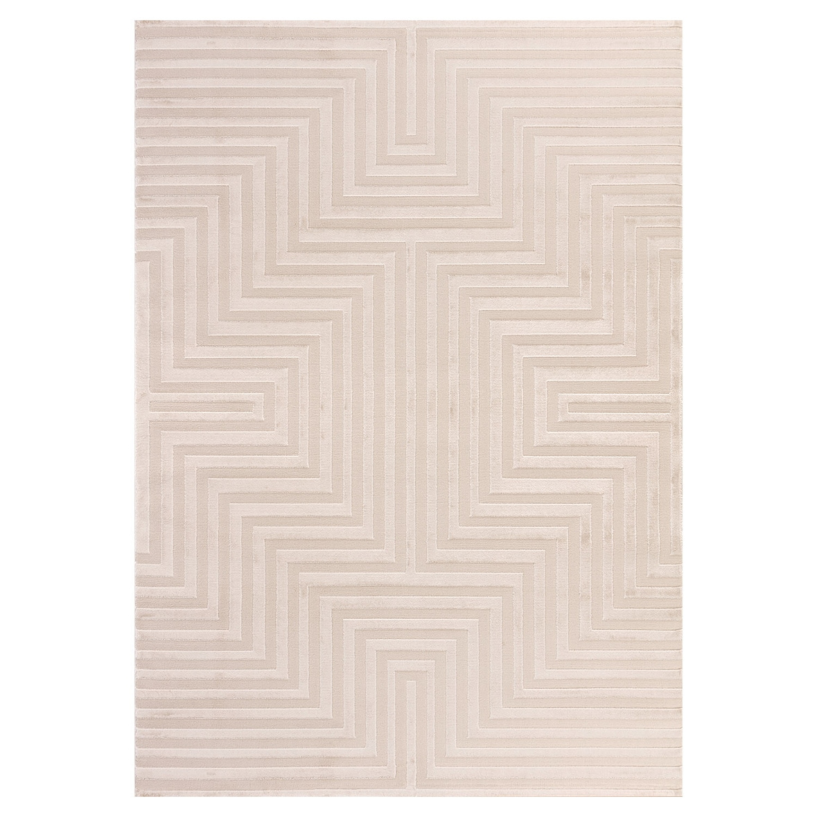 Teppich Schlafzimmer 3D-Effekt Elegant Waschbar Strapazierfähig Wohnzimmer Esszimmer Pflegeleicht Beige 120x170 cm – ILLER von Kadima Design