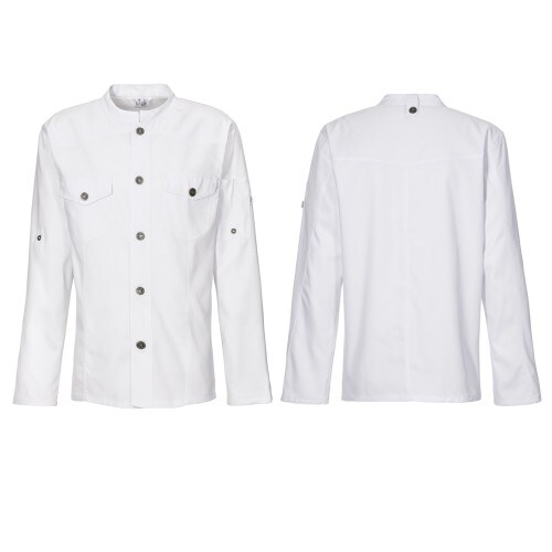 227 - Kochjacke Westernstyle, langarm, Druckknöpfe : weiß 65% Polyester 35%Baumwolle 220 g/m² XS