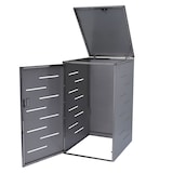 thumbnail of Mülltonnenverkleidung HWC-E83, Mülltonnenbox Mülltonnenabdeckung, erweiterbar 117x66x80cm ~ Edelstahl 30kg