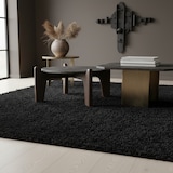 thumbnail of Teppich Schlafzimmer Hochflor Unifarben Samtweich Waschbar Strapazierfähig Wohnzimmer Rund Schwarz 200x200 cm – SPREE von Kadima Design