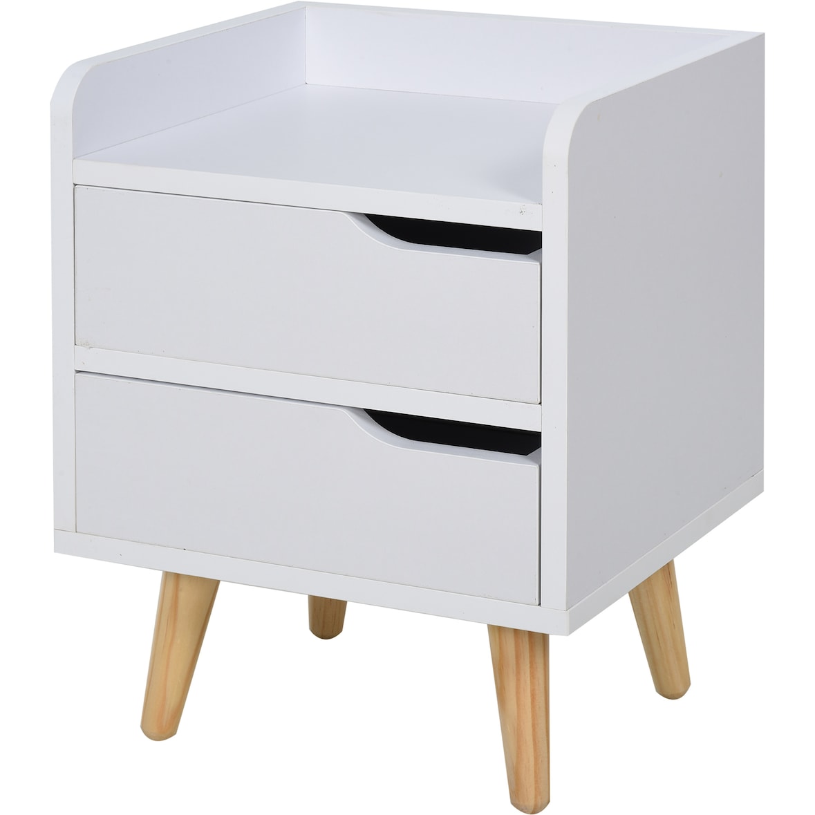Mesita de Noche Multiusos con 2 Cajones Espaciosos Patas Elevadas 33x28x42 cm