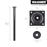 thumbnail of WAGNER Möbelbein CLASSIC RETRO - Ø 30 x 500 mm, Anschraubplatte 60 x 60 mm, Gewinde Ø 10 mm, Stahl, schwarz - 12105001