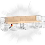 thumbnail of DELUKE® Gartenbank Gabionen INO aus Stahl 244x71x65,5cm Kiefernholz Natur Gabionenbank Gartenbank mit Sitzfläche aus Gabionen Steinkorb Gabionengitter