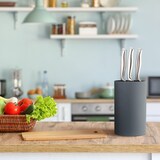 thumbnail of Relaxdays Messerblock unbestückt, runde Messeraufbewahrung, HxD: 18 x 11 cm, Kunststoff, Messerständer universal, grau