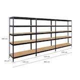 thumbnail of PROREGAL Mega Deal 3x Étagère charge lourde RIVET | HxLxP 180x120x45cm | 250kg par niveau | Noir | Lot d'étagères robustes de Garage Atelier Cave