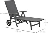 thumbnail of Outsunny Tumbona de Ratán con Respaldo Reclinable 7 Posiciones y Ruedas 192x74x55cm Negro