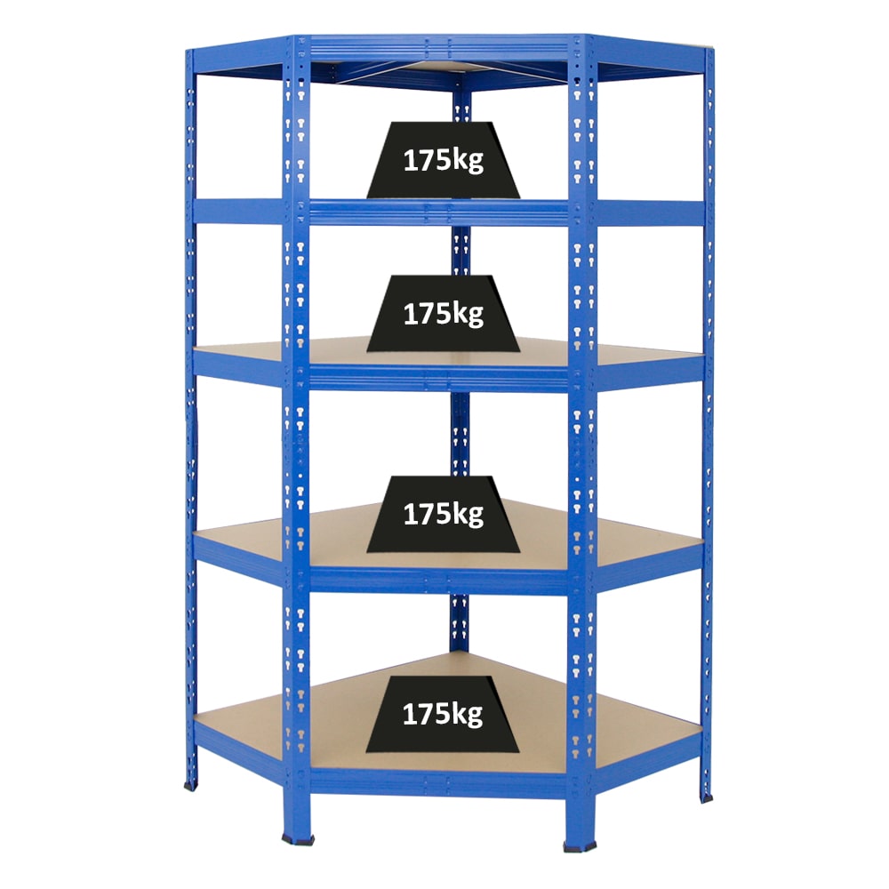 PROREGAL Eckregal Tiger HxBxT 180x90x45 cm | Fachlast 175kg | Blau | Stecksystem Lagerregal Regalsystem