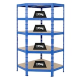 thumbnail of PROREGAL Eckregal Tiger HxBxT 180x90x45 cm | Fachlast 175kg | Blau | Stecksystem Lagerregal Regalsystem