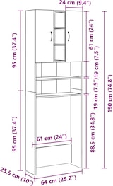 thumbnail of vidaXL Waschmaschinenschrank Betongrau 64x25,5x190 cm