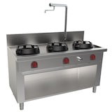 thumbnail of EURAST - Wok refrigerado con 3 fuegos a gas sobre soporte, 1 columna agua - 1500x700x850 mm - 49 Kw - 32157CK5