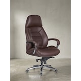 thumbnail of Chefsessel `Miron` aus Leder, Multiblockwippmechanik, bis 120 kg. Braun, 67x67x137 cm | Kadima Design